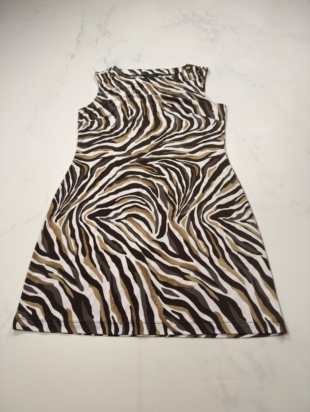 Banana Republic Mini Dress Brown 2010s Printed Slim Fit - Womens M